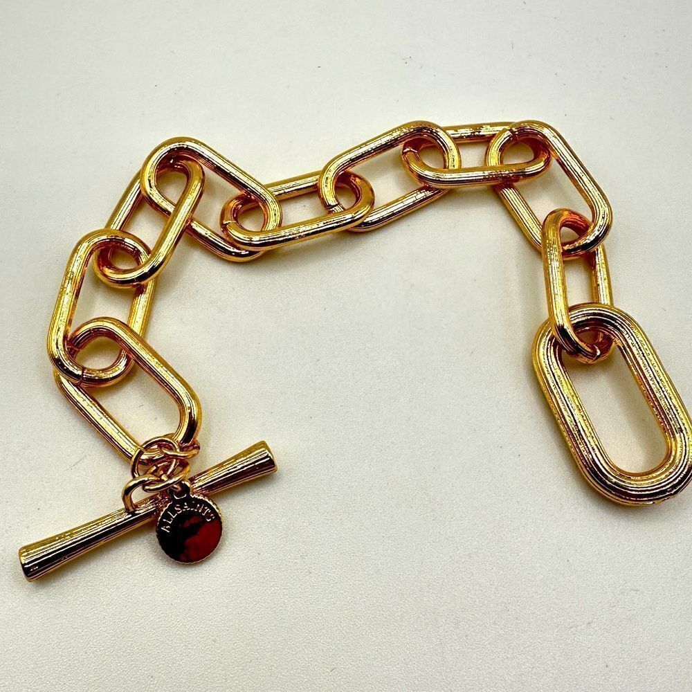Like-New All Saints Gold tone‎ textured chain link toggle bracelet!